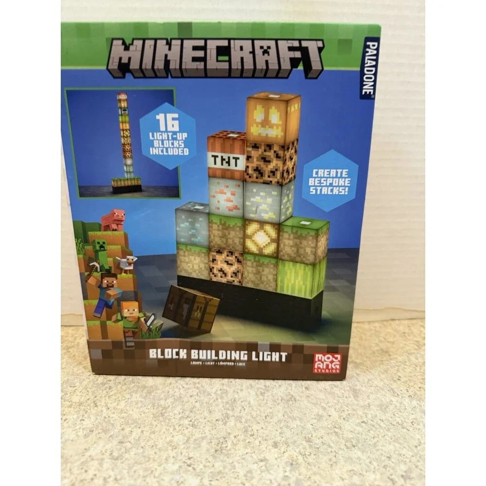 Minecraft Block Building Light Lamp 16 Cubes Light Up- NEW OPEN BOX